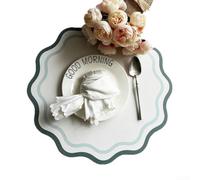 Linnkyfloa Leather Placemat - Fan Shape Heat & Scratch Resistant Protect Surfaces From Spills And Scratches Easy To Wipe(dark green)