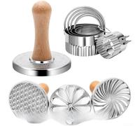 Linnkyfloa Set of 3 Zinc Alloy Metal Cookie Cutters with Wooden Handle, Unique Diamond, Swirl and Flower Stamp Patterns, Includes Versatile Sizes from 4 cm to 8 cm