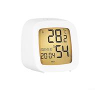 Linnkyfloa Smart LCD Alarm Clock with Temperature Humidity Sensor Voice Control Illuminated Display Easy Snooze Button Dual Time Mode for Living Room Kitchen Bedroom Portable Unit(White 2)