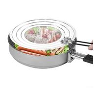 Linnkyfloa Stainless Steel Splatter Screen for Frying Pans - 30 Cm Grease Guard with Foldable Silicone Handle Dishwasher Safe Fits 20/24/28 Cm Cookware
