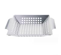 Linnkyfloa Steel Grill Basket BBQ Grills - Heavy-Duty 24.5 cm & 34 cm Dual-Size BBQ Basket Vegetables, Seafood, Shrimp, Meatballs & Diced Meat(34CM)