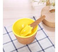 Linnkyfloa Waffle Patterned With Spoon For Ice Cream Parfaits Sorbet And Fruit Based Cold Dessert Presentations(Yellow)
