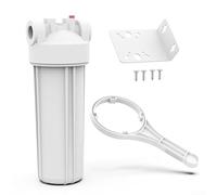 Linnkyfloa Whole House Filter Housing 3/4 Inch, Heavy Duty Polypropylene Filter Case with O-Ring & Pressure Relief Button, Leak-Proof Sediment & Carbon Cartridges 2.5x10 Inch, White