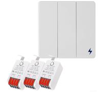 Linnkyfloa Wireless Light Switch Kit 86 Wall Panel High Beam Switch with 16A Relay Receiver, Long Range Remote Control Home Office Lab, Install No Wiring Required, White(1 Switch 3 Receiver)