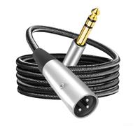 Linnkyfloa XLR Male To 6.35mm TRS Balanced Audio Cable With Double Shielding And Gold Plated Connectors, OFC Copper Core And Nylon Jacket(1 Meter)