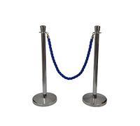 Linno® Premium Quality Polished Stainless Steel Queue Barrier Posts with 1.5m Blue Twisted Rope