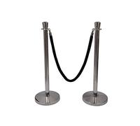 Linno® Premium Quality Polished Stainless Steel Queue Barrier Posts with 1.5m Rope (Black Velvet Rope)