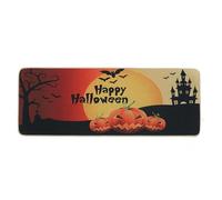 Linnovo Jack-O'-Lantern Ghost Haunted House Tree Bat Doormat, Halloween Home Decor Low-Profile Switch Rug Welcome Door Mat Floor Mat for Indoor Outdoor 17x47 Inch