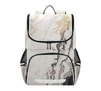 Linnyio Abstract Marble Beige Gray Black Bookbag Student Backpack High-capacity Bag for Girls Boys