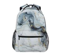 Linnyio Abstract Marble Black School Backpack for Girls Boys Bookbags Stylish Design Student Bags