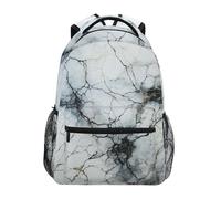 Linnyio Abstract Marble White Black School Backpack for Girls Boys Bookbags Stylish Design Student Bags