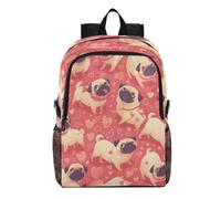 Linnyio Adorable Pugs Pink Hearts Sweet Foldable Waterproof Lightweight Backpack Hiking Daypack Packable for Travel Camping Outdoor