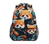 Linnyio Adorable Red Pandas Flowers School Backpack for Girls Boys Bookbags Stylish Design Student Bags