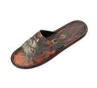 Linnyio Angry Fired Lion Travel Beach Slippers for Youth Lightweight Waterproof Open Toe Sandals Non-Slip for Indoor & Outdoor Women Men