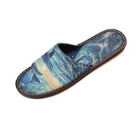 Linnyio Artistic Dolphin Travel Beach Slippers for Youth Lightweight Waterproof Open Toe Sandals Non-Slip for Indoor & Outdoor Women Men