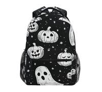 Linnyio Black Spirits White Pumpkins School Backpack for Girls Boys Bookbags Stylish Design Student Bags