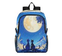 Linnyio Blue Cats Moonlight Grass Foldable Waterproof Lightweight Backpack Hiking Daypack Packable for Travel Camping Outdoor