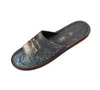 Linnyio Blue Demon Skull Travel Beach Slippers for Youth Lightweight Waterproof Open Toe Sandals Non-Slip for Indoor & Outdoor Women Men