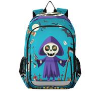 Linnyio Blue Halloween Graveyard Night Bookbag School Student Bag Kids' Backpacks for Travel Teen