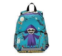 Linnyio Blue Halloween Graveyard Night Preschool Backpack 3-8 Years Kids Bookbag Toddlers Cartoon School Bags