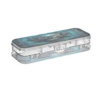 Linnyio Blue Skull Devil Clear Pencil Cases Box Pen Case Organizer for School Office