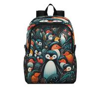 Linnyio Bright Penguins Red Orange Birds Foldable Waterproof Lightweight Backpack Hiking Daypack Packable for Travel Camping Outdoor