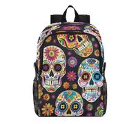 Linnyio Colorful Sugar Skulls Floral Art Foldable Waterproof Lightweight Backpack Hiking Daypack Packable for Travel Camping Outdoor