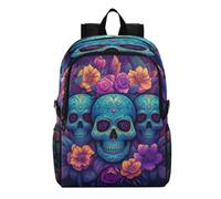 Linnyio Colorful Sugar Skulls Floral Foldable Waterproof Lightweight Backpack Hiking Daypack Packable for Travel Camping Outdoor