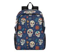 Linnyio Colorful Sugar Skulls Floral Foldable Waterproof Lightweight Backpack Hiking Daypack Packable for Travel Camping Outdoor