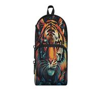 Linnyio Cool Watercolor Tigers Pencil Case Funny Schoolbag Type Pen Bags for Kids Boys