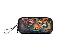 Linnyio Cool Watercolor Tigers Pencil Case Pouch Student Pen Bags for School Girl Boys