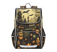 Linnyio Creepy House Dark Halloween Bookbag Student Backpack High-capacity Bag for Girls Boys