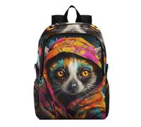 Linnyio Cute Cartoon Art Lemur Foldable Waterproof Lightweight Backpack Hiking Daypack Packable for Travel Camping Outdoor