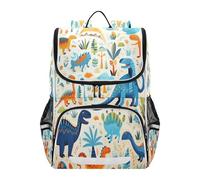 Linnyio Cute Doodle Dinosaur Bookbag Student Backpack High-capacity Bag for Girls Boys
