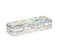Linnyio Cute Doodle Dinosaur Clear Pencil Cases Box Pen Case Organizer for School Office