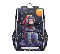 Linnyio Cute Doodle Monkey Astronaut Bookbag Student Backpack High-capacity Bag for Girls Boys