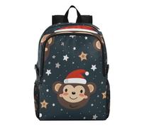 Linnyio Cute Monkeys Santa Hats Black Foldable Waterproof Lightweight Backpack Hiking Daypack Packable for Travel Camping Outdoor