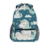 Linnyio Cute Unicorns Stars Clouds School Backpack for Girls Boys Bookbags Stylish Design Student Bags