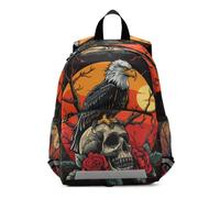 Linnyio Eagle Skull Roses Dark Dramatic Preschool Backpack 3-8 Years Kids Bookbag Toddlers Cartoon School Bags