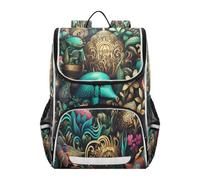 Linnyio Elegant Birds Flowers Golden Bookbag Student Backpack High-capacity Bag for Girls Boys