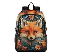 Linnyio Floral Pattern Animal Fox Foldable Waterproof Lightweight Backpack Hiking Daypack Packable for Travel Camping Outdoor