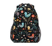 Linnyio Floral Pattern Bald Eagles School Backpack for Girls Boys Bookbags Stylish Design Student Bags