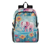 Linnyio Floral Pattern Pink Elephant Foldable Waterproof Lightweight Backpack Hiking Daypack Packable for Travel Camping Outdoor