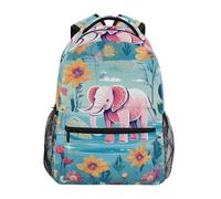 Linnyio Floral Pattern Pink Elephant School Backpack for Girls Boys Bookbags Stylish Design Student Bags