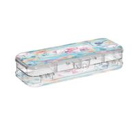 Linnyio Floral Pink Elephant Clear Pencil Cases Box Pen Case Organizer for School Office