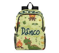 Linnyio Green Dinosaurs Yellow Fire Trees Foldable Waterproof Lightweight Backpack Hiking Daypack Packable for Travel Camping Outdoor
