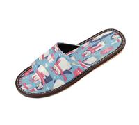 Linnyio Happy Penguins Festive Winter Travel Beach Slippers for Youth Lightweight Waterproof Open Toe Sandals Non-Slip for Indoor & Outdoor Women Men