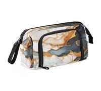 Linnyio Ivory White Marble Art Pencil Case Large Capacity Pen Pouch for Students Girls Boys