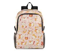 Linnyio Lucky Cats Adorable Japanese Foldable Waterproof Lightweight Backpack Hiking Daypack Packable for Travel Camping Outdoor