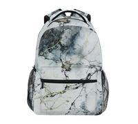 Linnyio Marble Abstract White Black School Backpack for Girls Boys Bookbags Stylish Design Student Bags